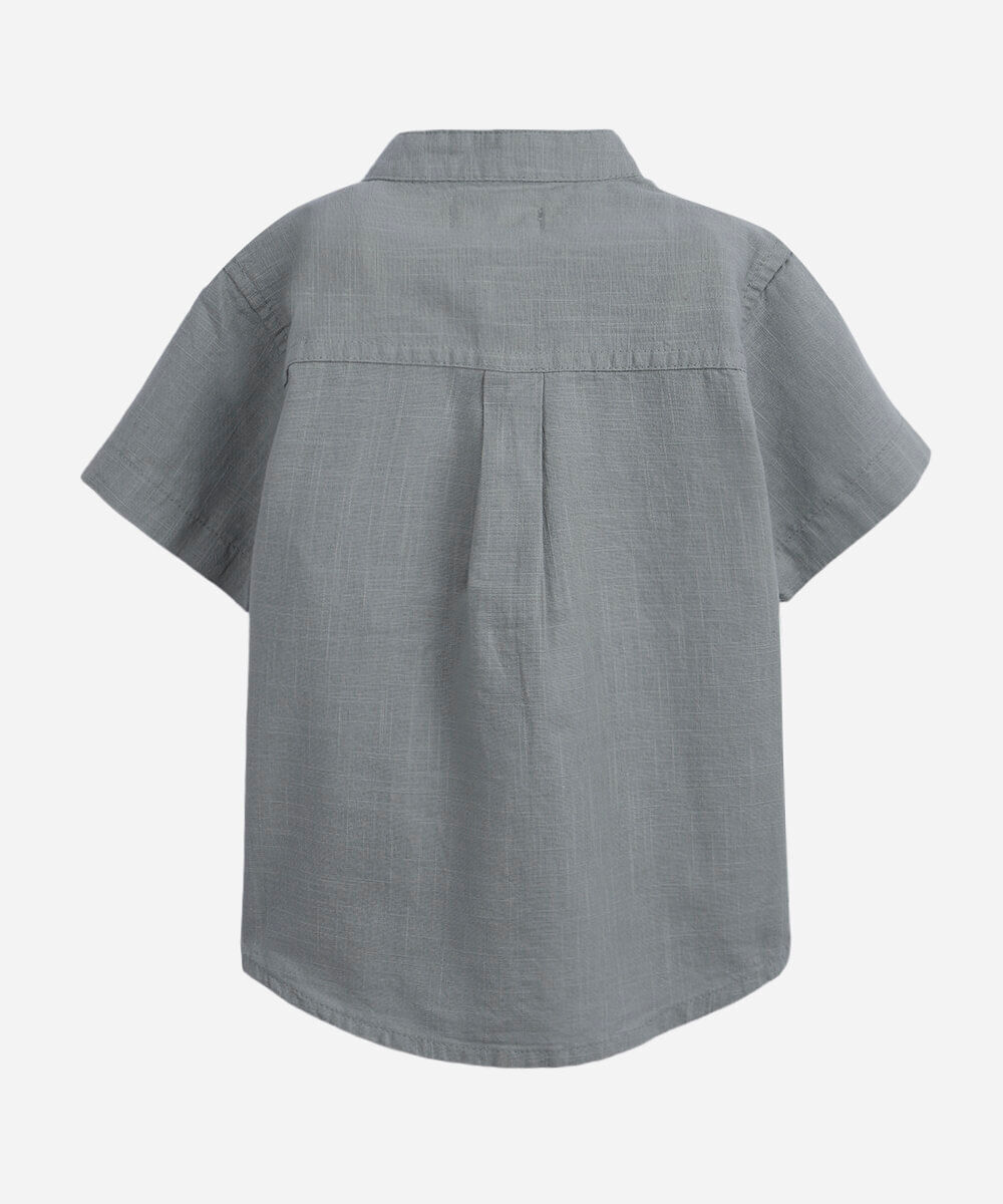 camisa infantil manga curta gola padre com bolso verde