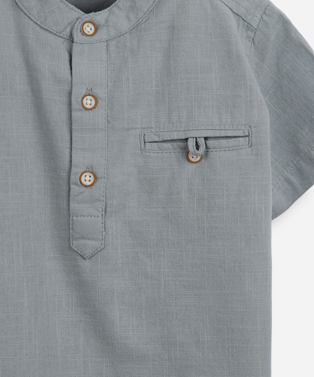 camisa infantil manga curta gola padre com bolso verde