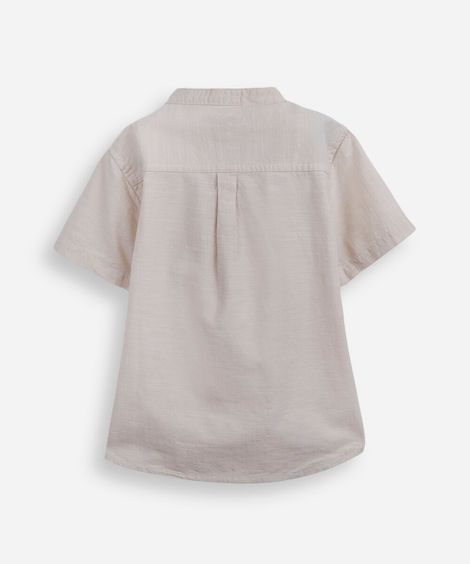 camisa infantil de algodão gola padre bege