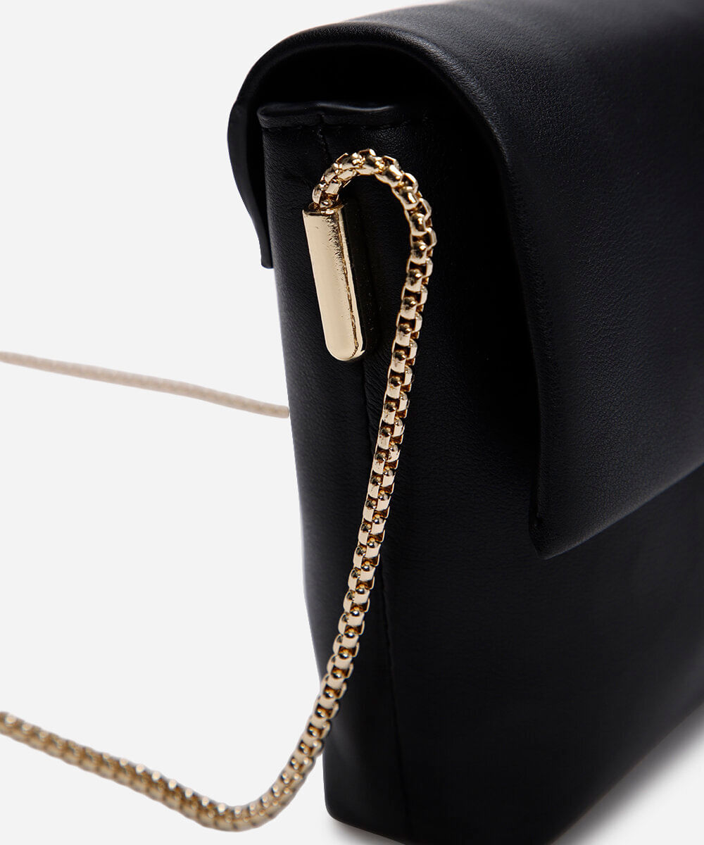bolsa crossbody com alça de metal preto