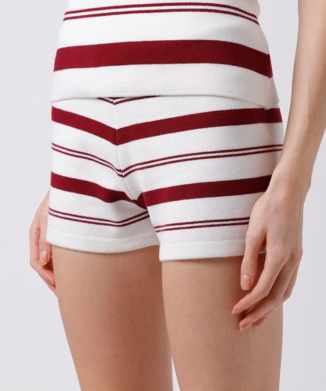 short curto feminino de tricot listrado mindset colorido