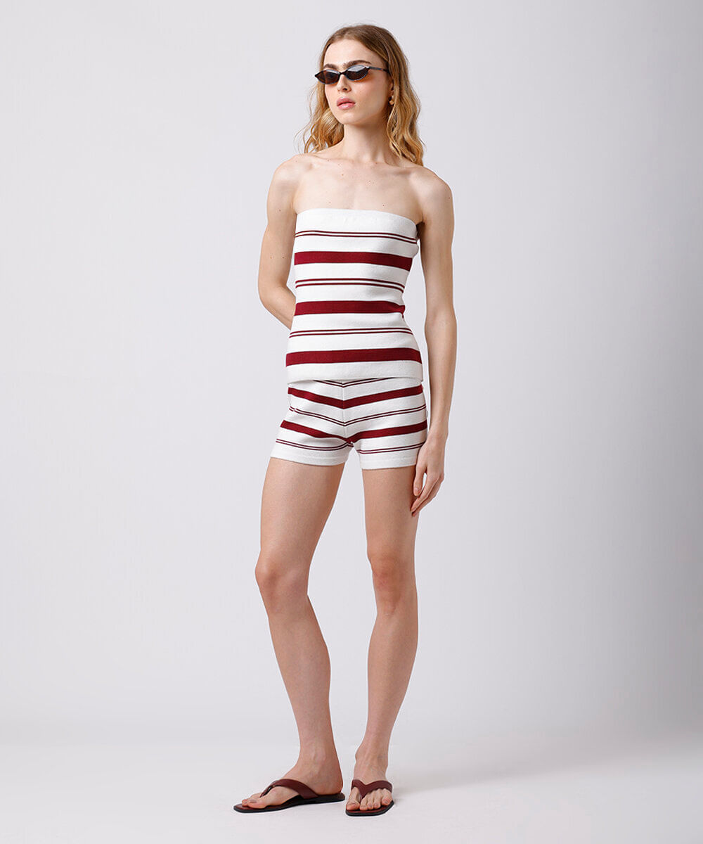 blusa sem alça feminina de tricot listrada mindset colorida