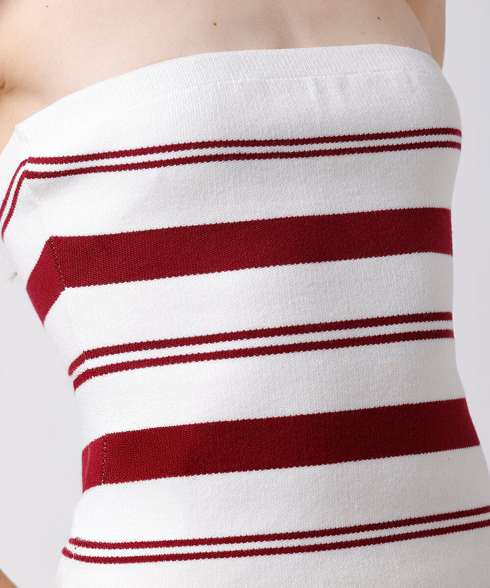 blusa sem alça feminina de tricot listrada mindset colorida