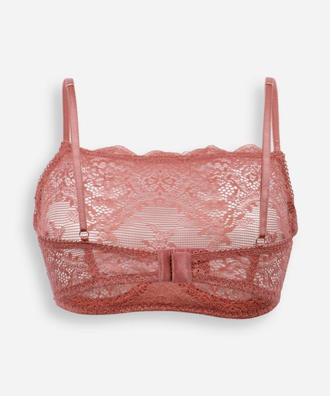sutiã faixa de renda floral com aro rosa