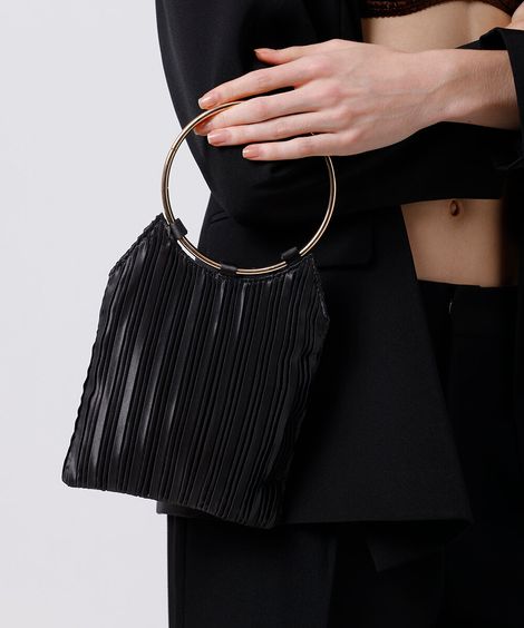 bolsa clutch plissada mindset preta