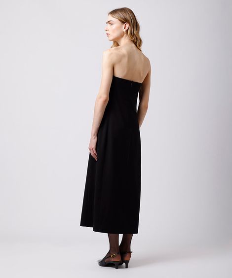 vestido midi sem alça feminino com fenda mindset preto