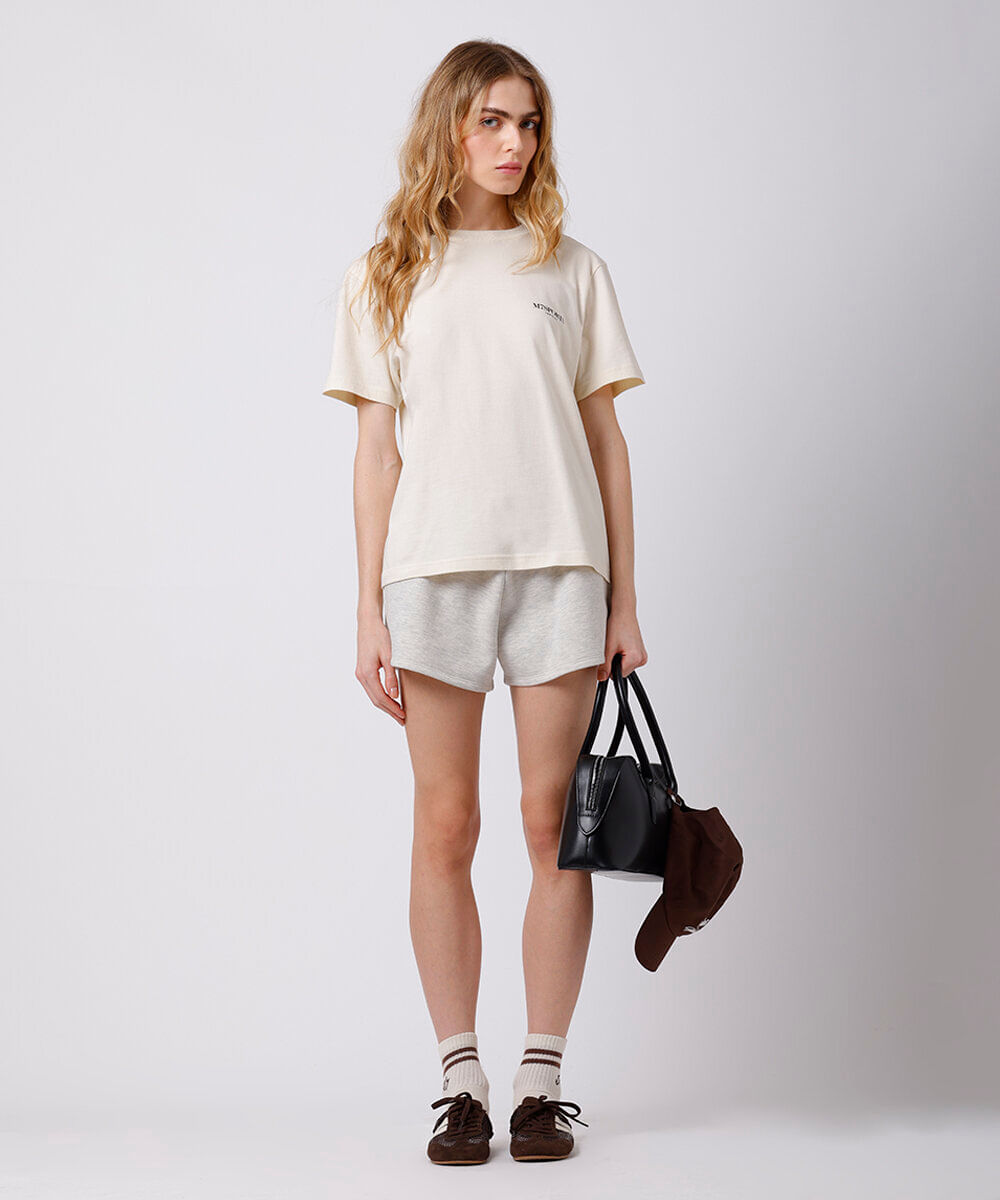 short feminino de moletom mindset sport cinza