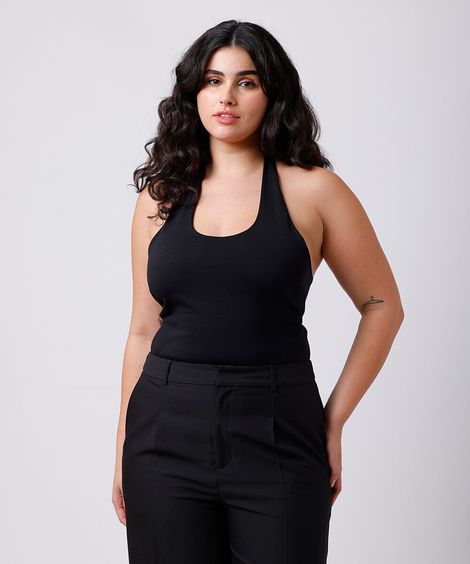 blusa frente única feminina com viscose mindset plus size preta