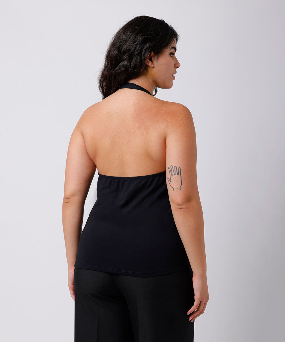 blusa frente única feminina com viscose mindset plus size preta