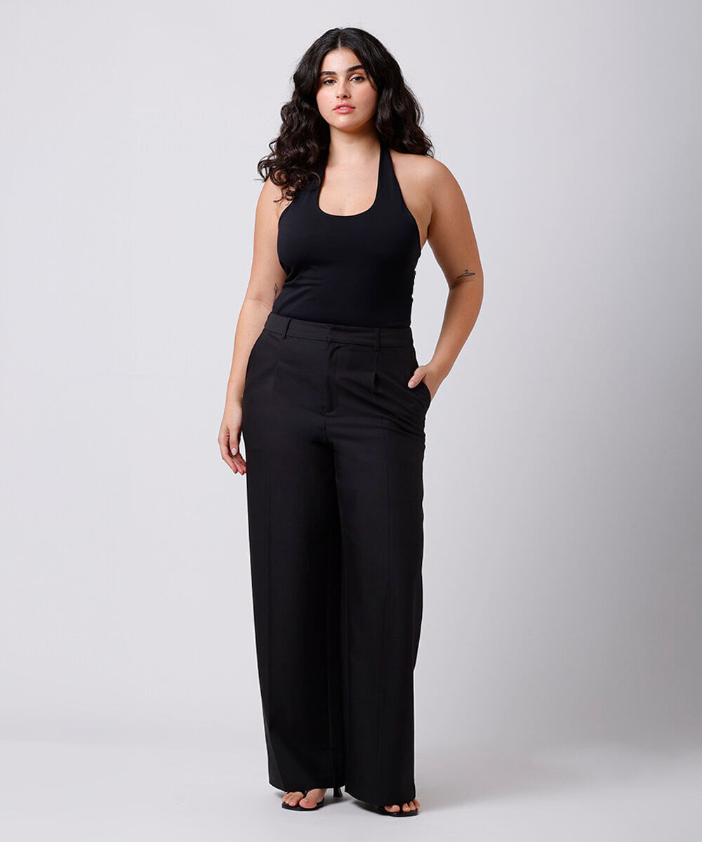 blusa frente única feminina com viscose mindset plus size preta