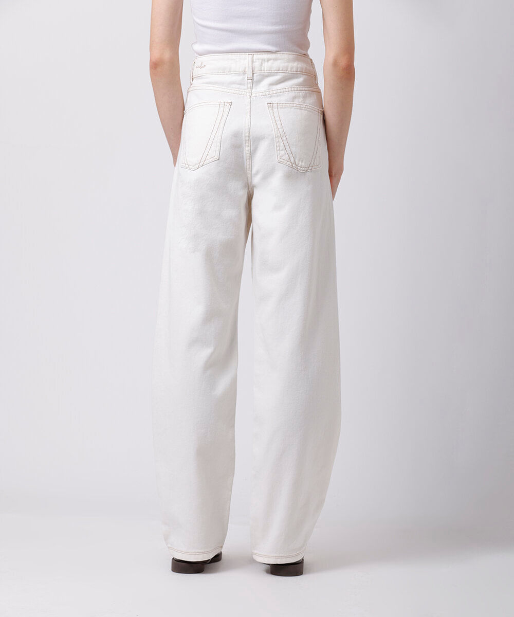 calça reta feminina de sarja mindset off white