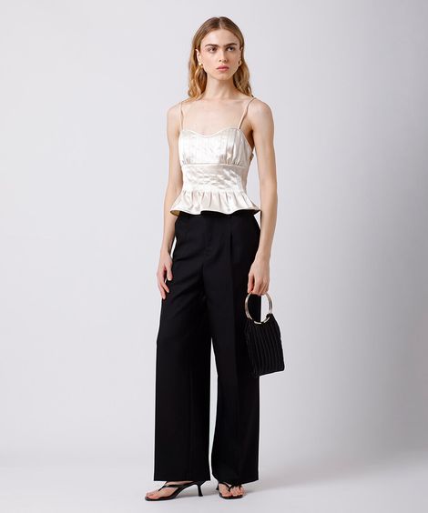 calça de alfaiataria feminina com pregas mindset preta