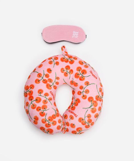 apoio de pescoço com máscara de dormir tomato rosa