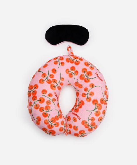 apoio de pescoço com máscara de dormir tomato rosa