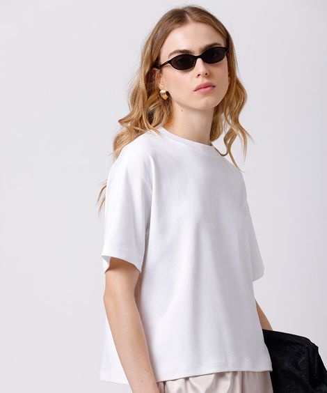camiseta oversized feminina de algodão peruano interlock mindset branca