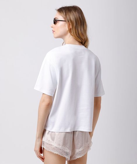 camiseta oversized feminina de algodão peruano interlock mindset branca