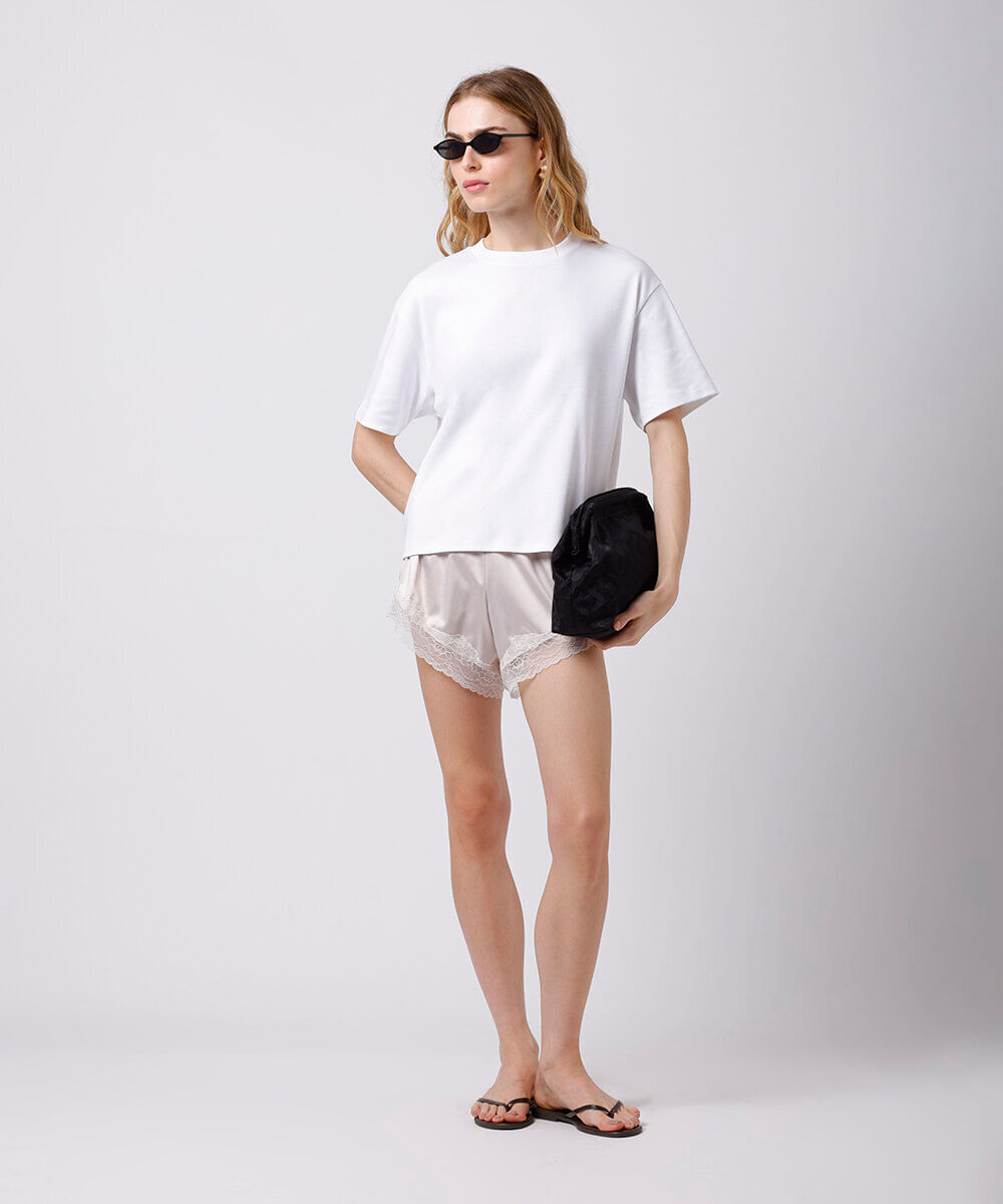 camiseta oversized feminina de algodão peruano interlock mindset branca