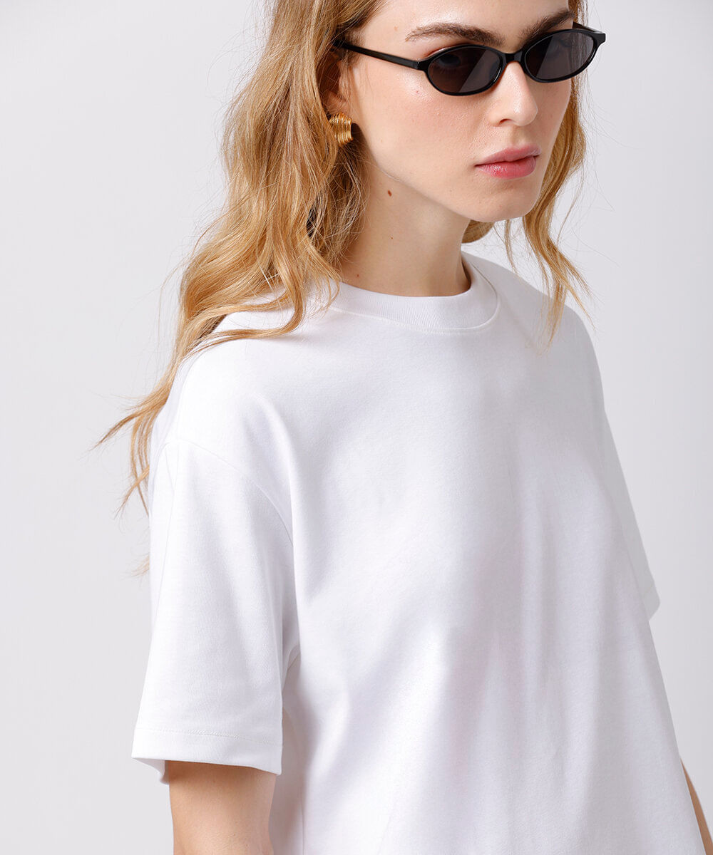 camiseta oversized feminina de algodão peruano interlock mindset branca