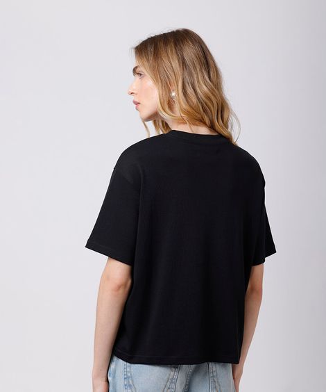 camiseta oversized feminina de algodão peruano interlock mindset preta