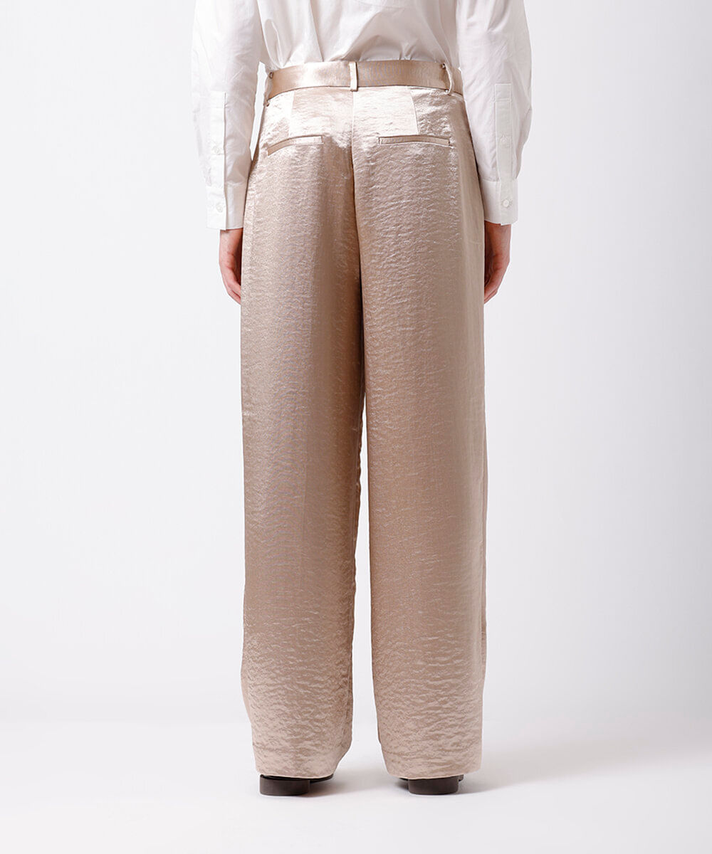 calça de alfaiataria feminina acetinada mindset bege