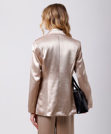 blazer de alfaiataria feminino acetinado mindset bege