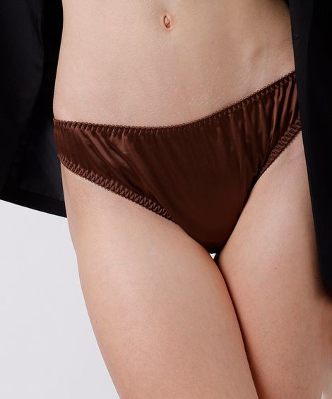 calcinha biquíni feminina acetinada mindset marrom