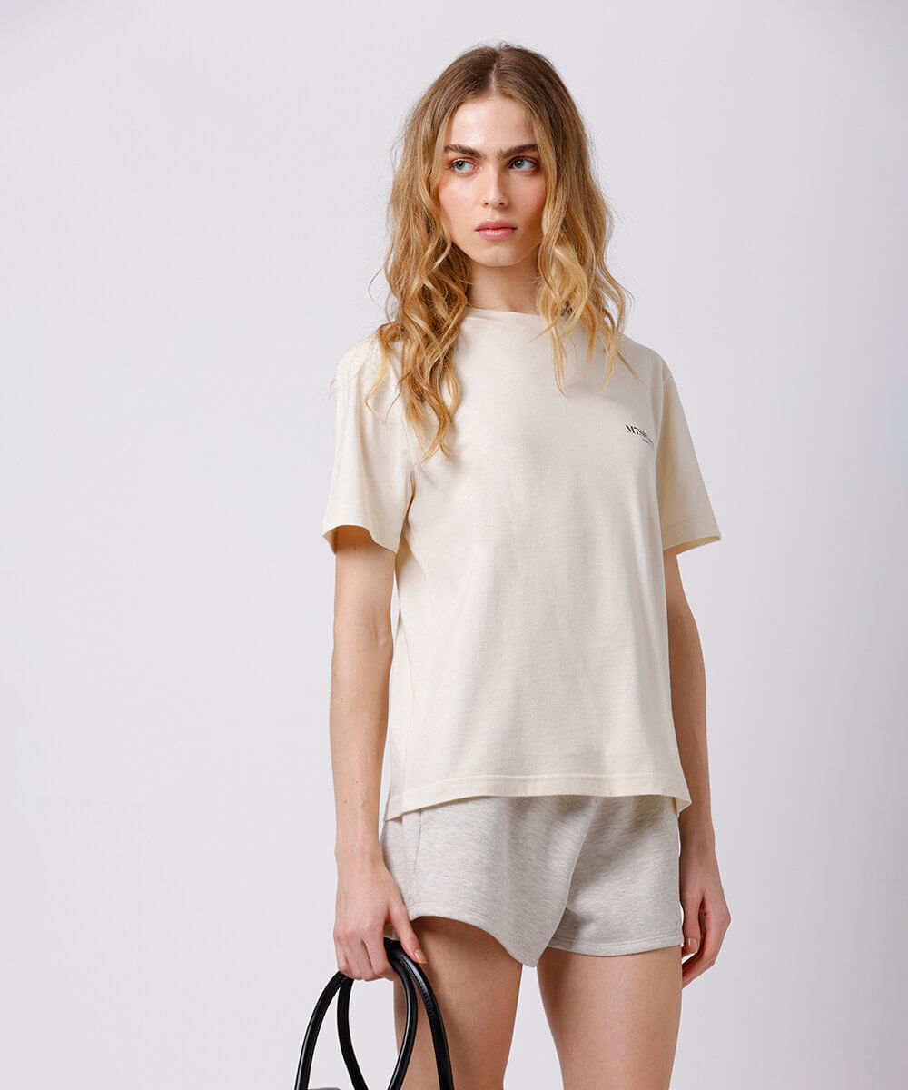 camiseta feminina de algodão mindset sport bege