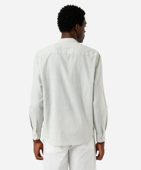 bata masculina de linho e algodão manga longa verde