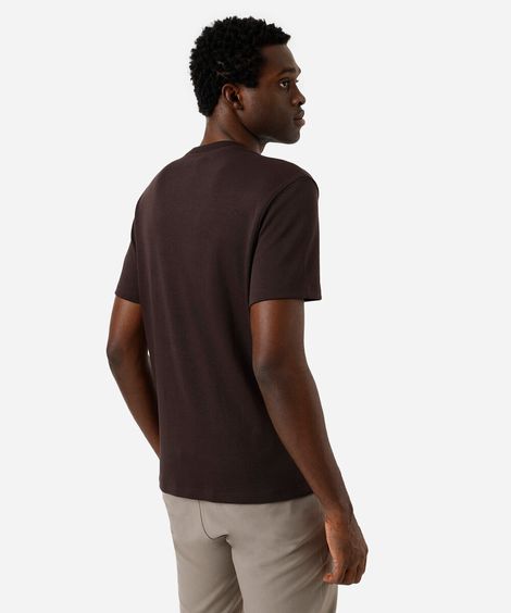 camiseta slim masculina de algodão peruano manga curta marrom
