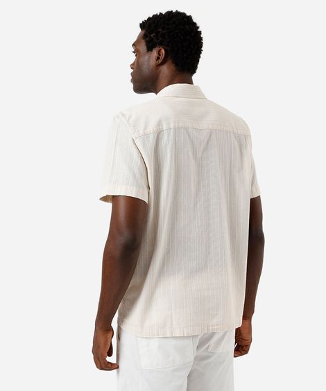 camisa masculina de algodão listrada off white