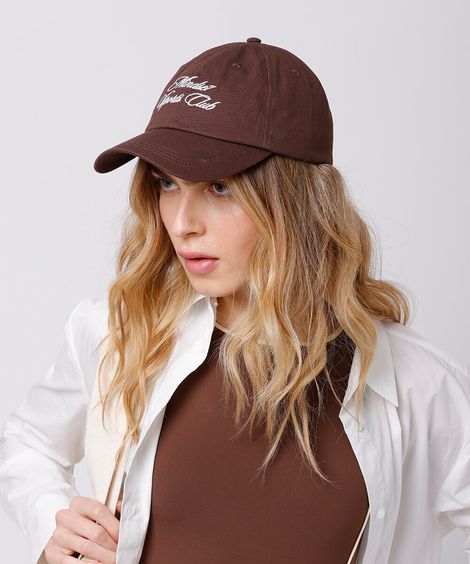 boné aba curva de sarja bordado mindset sport marrom