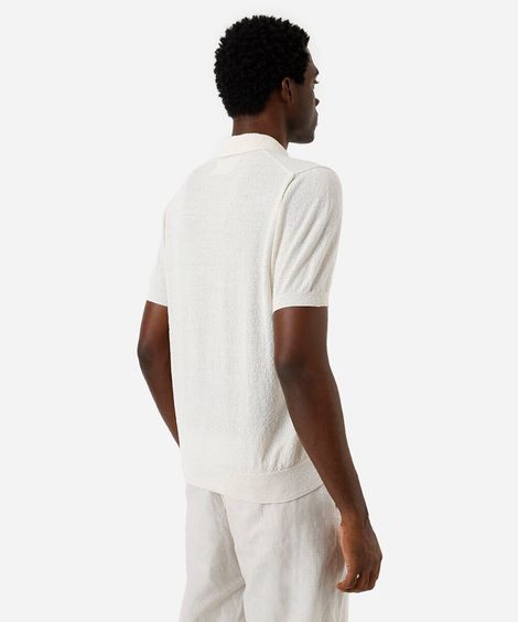 polo masculina manga curta texturizada - off white