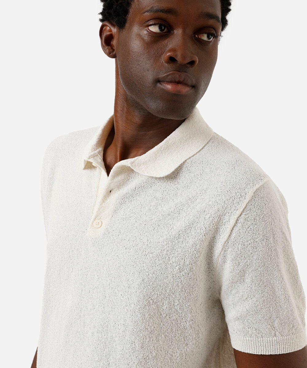 polo masculina manga curta texturizada - off white
