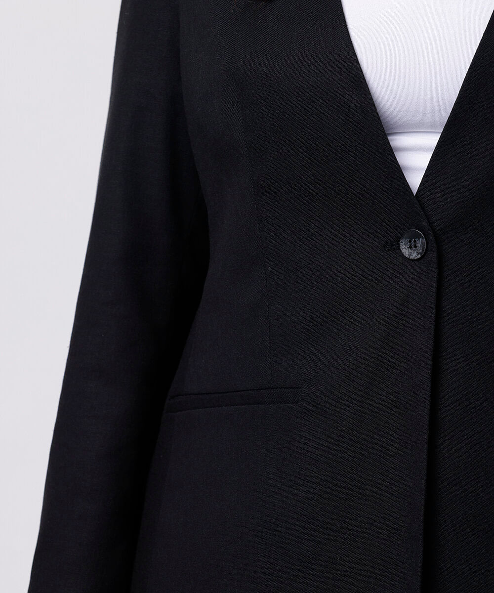 blazer de alfaiataria feminino com linho mindset plus size preto