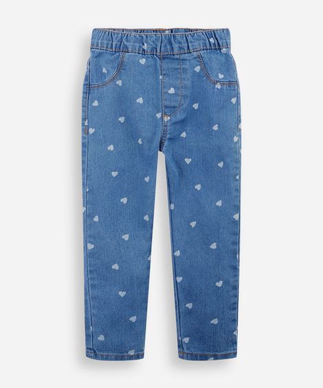 calça jeans infantil corações azul