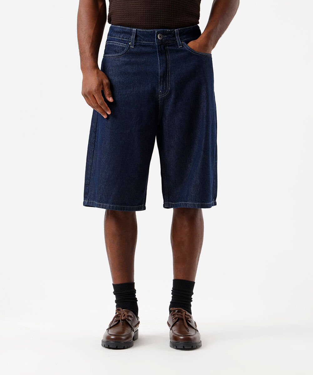 bermuda jorts masculina jeans azul