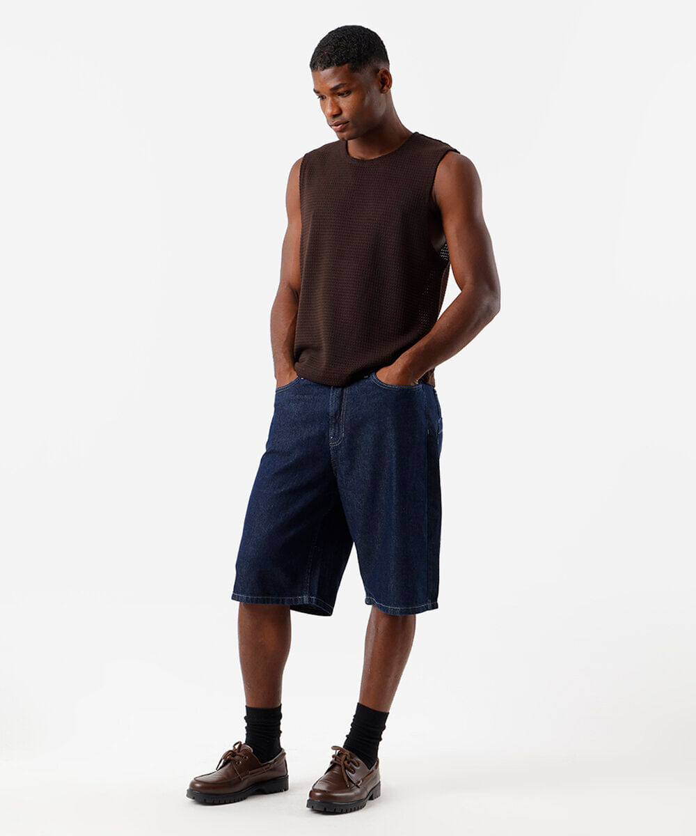 bermuda jorts masculina jeans azul