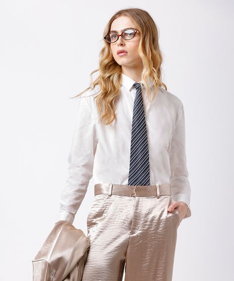 camisa feminina de algodão mindset off white