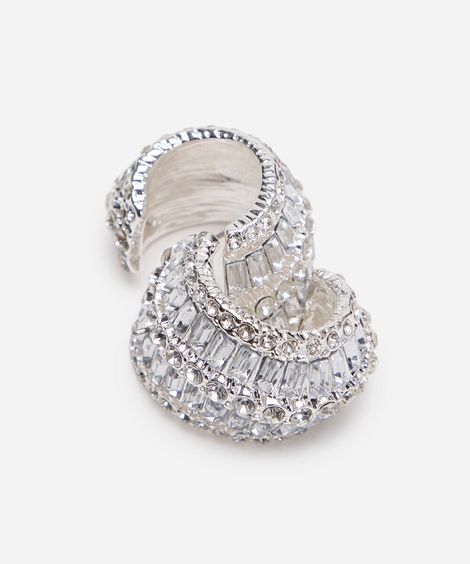 brinco argola com brilhos mindset prateado