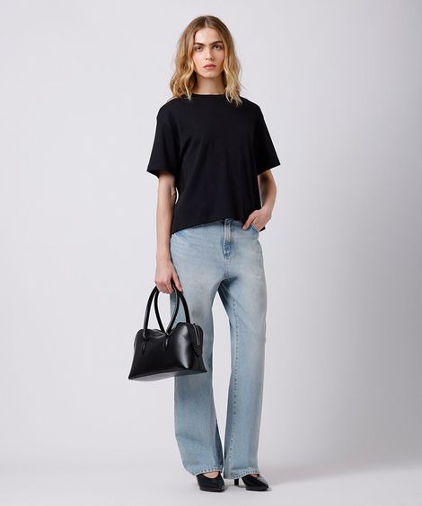 calça reta feminina jeans mindset azul