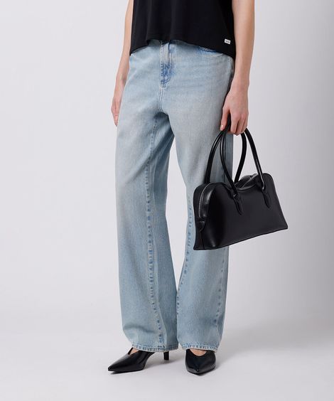 calça reta feminina jeans mindset azul
