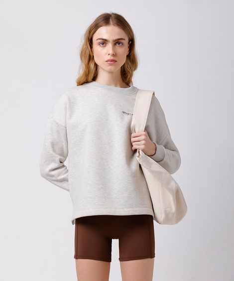 blusão feminino de moletom mindset sport cinza