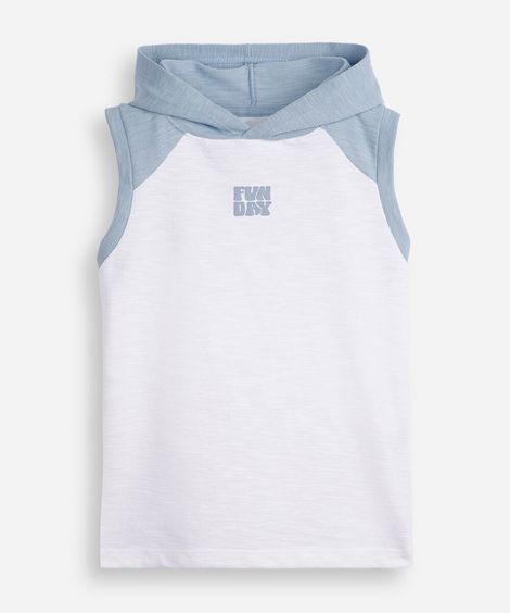 camiseta infantil manga raglan com capuz azul
