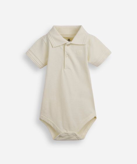 body polo infantil de algodão manga curta com bordado amarelo