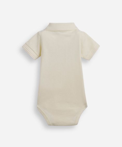 body polo infantil de algodão manga curta com bordado amarelo