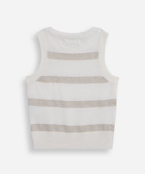 regata infantil de tricot com lurex listrada off white