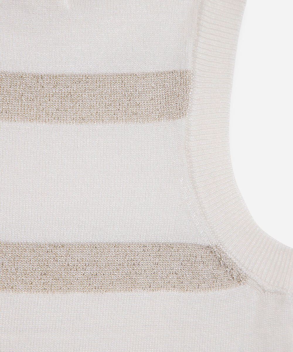 regata infantil de tricot com lurex listrada off white