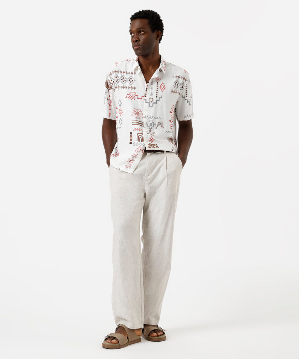 camisa masculina de viscose manga curta colorido