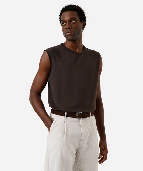 regata machão raglan marrom