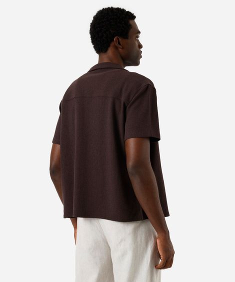 camisa masculina de tricot manga curta marrom